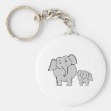 Two Cute Elephants. Cartoon. Key Chains