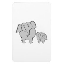 Two Cute Elephants. Cartoon. Magnet