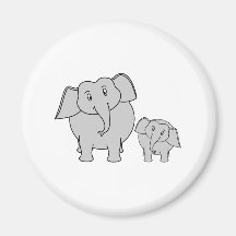 Two Cute Elephants. Cartoon. Magnet