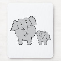 Two Cute Elephants. Cartoon. Mouse Pad
