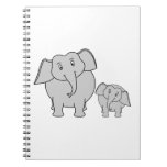 Two Cute Elephants. Cartoon. Spiral Note Books