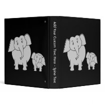 Two Cute Elephants. Cartoon on Black. Binder