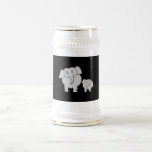 Two Cute Elephants. Cartoon on Black. Mug