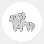 Two Cute Elephants. Cartoon. Round Sticker
