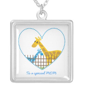 Two cute giraffes Mother baby boy Mother's Gift necklace