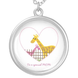 Two cute giraffes Mother baby boy Mother's Gift zazzle_necklace