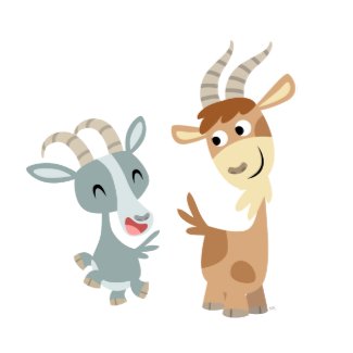 Two Cute Happy Cartoon Goats Sticker sticker