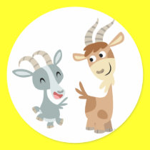 Zwei netter glücklicher Karikatur-Ziegen-Aufkleber sticker