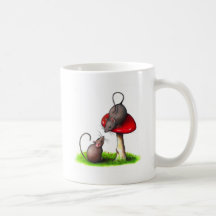 Two Cute Little Mice and a Toadstool: Artwork Coffee Mugs