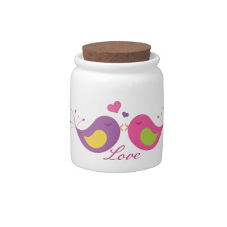 Two Cute Lovebirds Candy Jar