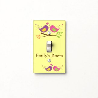 Two Cute Lovebirds Personalized Switch Plate Cover