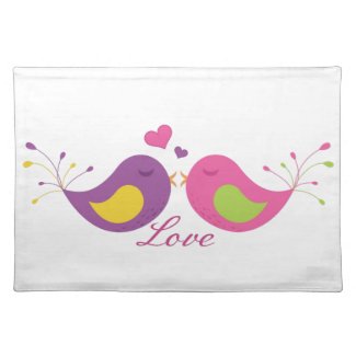 Two Cute Lovebirds Place Mat