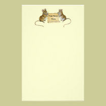 Two Cute Mice with Parchment Scroll stationery