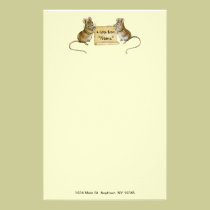 Two Cute Mice with Parchment Scroll -with address stationery