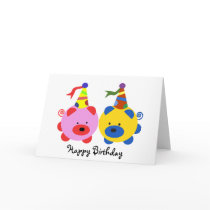 Two cute piggies at party time. greeting card