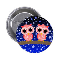 two cute pink owls buttons