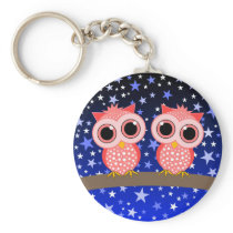 two cute pink owls keychains