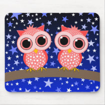 two cute pink owls mousepads