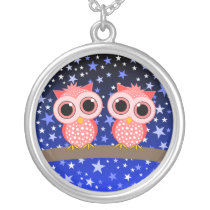 two cute pink owls necklace necklaces