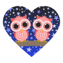 two cute pink owls stickers