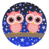 two cute pink owls stickers
