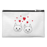 Two Cute White Cats with Red Hearts. Travel Accessory Bag