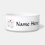 Two Cute White Cats with Red Hearts. Dog Water Bowl