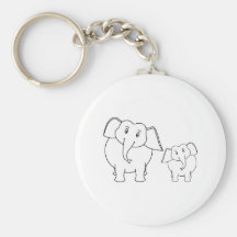Two Cute White Elephants. Cartoon. Key Chains