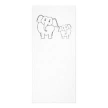 Two Cute White Elephants. Cartoon. Rack Card Design
