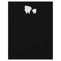 Two Cute White Elephants on Black. Cartoon. Flyer