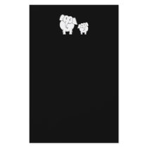 Two Cute White Elephants on Black. Cartoon. Custom Flyer