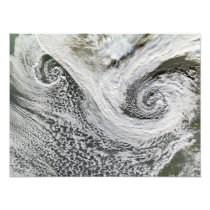 Two cyclones formed in tandem south of Iceland