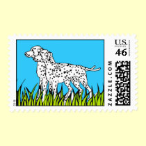 "Two Dalmatians in a Field" Postage Stamp by dogart "Two Dalmatians in a Field" Postage Stamp