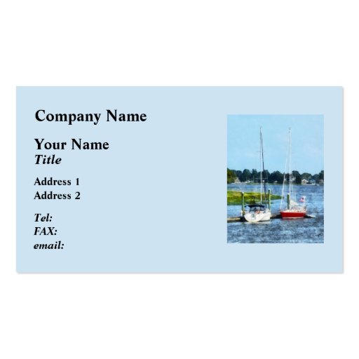 Two Docked Sailboats Norwalk, CT Business Card
