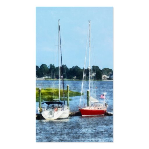 Two Docked Sailboats Norwalk, CT Business Card (back side)