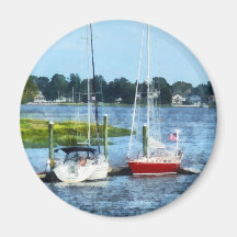 Two Docked Sailboats Norwalk, CT Fridge Magnets