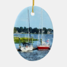 Two Docked Sailboats Norwalk, CT Christmas Ornament