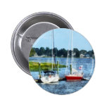 Two Docked Sailboats Norwalk, CT Pinback Buttons