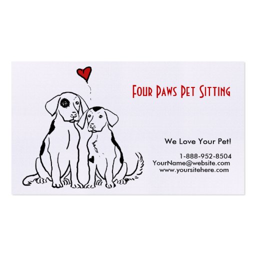 Two Dogs Pet Sitting Business Card (front side)