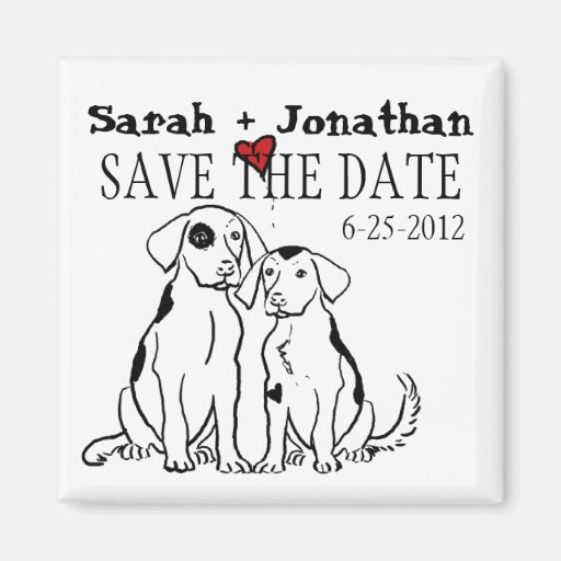 Two Dogs Puppy Love Save The Date Refrigerator Magnets from Zazzle.