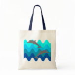 Two Dolphins With 4-Color Stylized Waves Canvas Bag