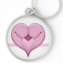 Two Doves One Heart pink Premium Keychain keychains