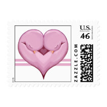 Two Doves One Heart pink Stamp stamps