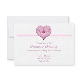 Two Doves One Heart pink Wedding Reception Card invitation