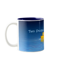 Two Ducks Playing Chicken mugs by gnurf Two Ducks Playing Chicken mugs