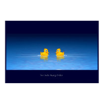 Two Ducks Playing Chicken posters