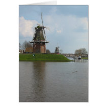 Two Dutch Windmills in Dokkum, Holland Card