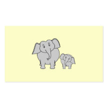 Two Elephants. Cute Adult and Baby Cartoon. Business Card Template