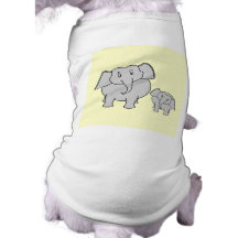 Two Elephants. Cute Adult and Baby Cartoon. Doggie Tshirt