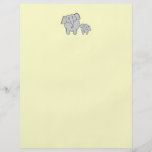 Two Elephants. Cute Adult and Baby Cartoon. Personalized Flyer